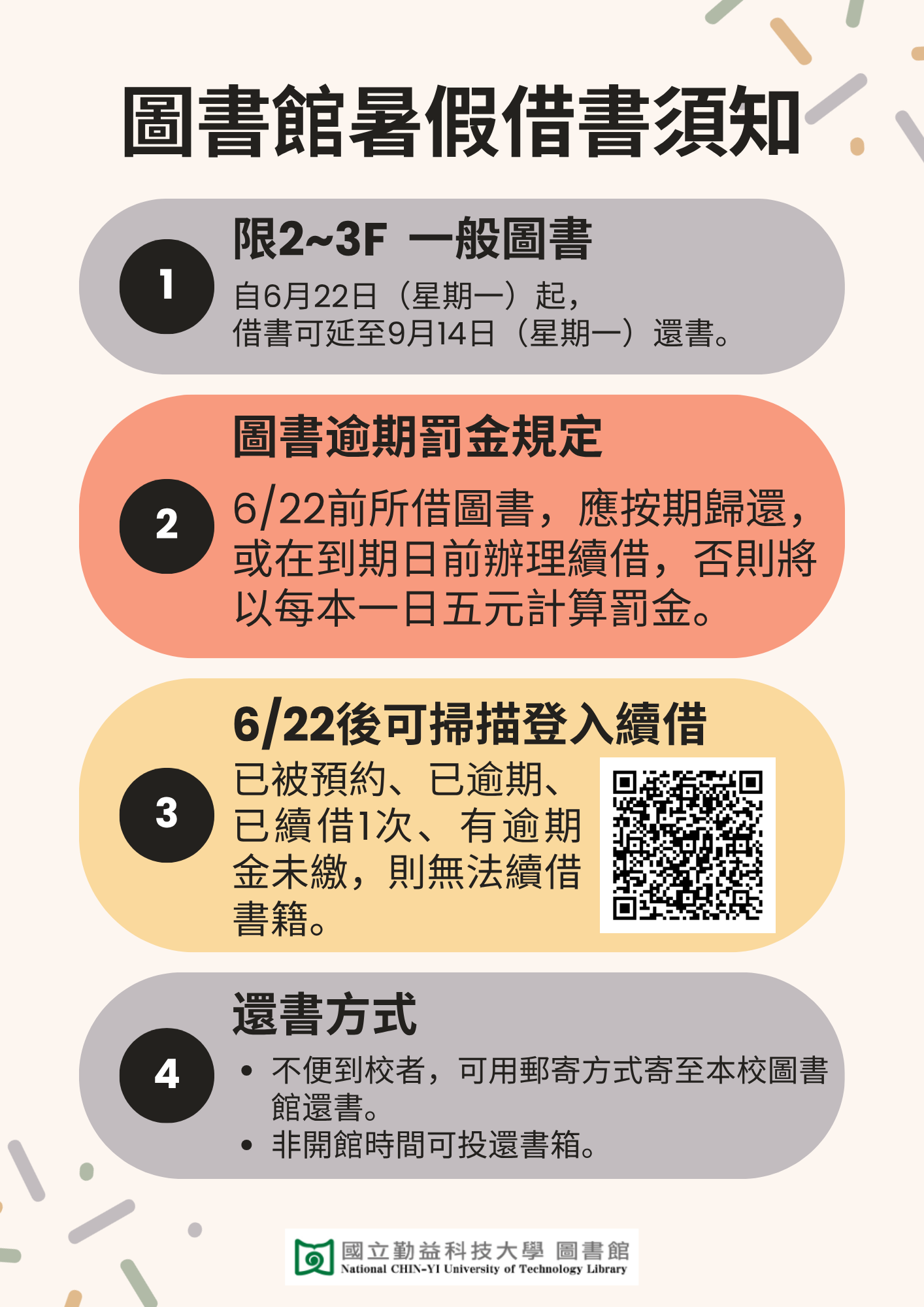 圖書館暑假借書須知